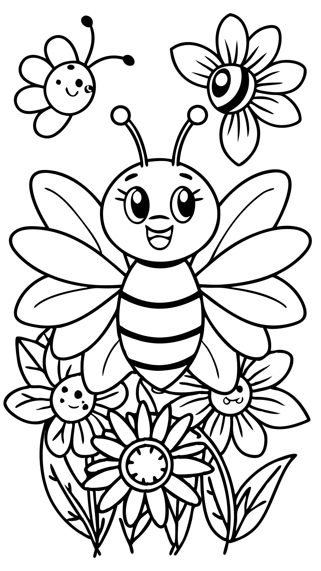 coloring page of a bee